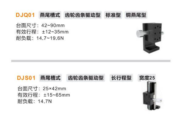 標準型DJQ01/DJS01手動位移滑臺(圖2) 標準型DJQ01/DJS01手動位移滑臺(圖2)