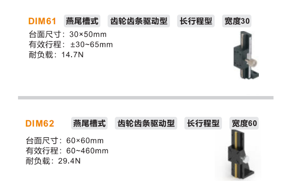 長行程型DIM61/DIM62手動位移滑臺(圖2) 長行程型DIM61/DIM62手動位移滑臺(圖2)